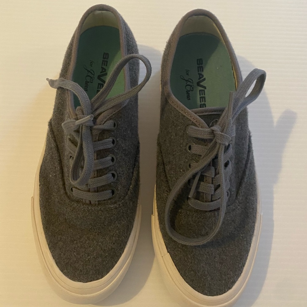 J Crew SeaVees Women Legend Sneakers 6 Wool Grey